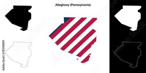 Allegheny County (Pennsylvania) outline map set photo