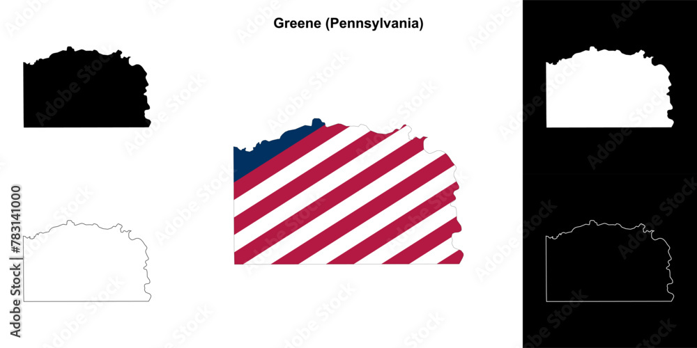 Greene County (Pennsylvania) outline map set - obrazy, fototapety, plakaty 