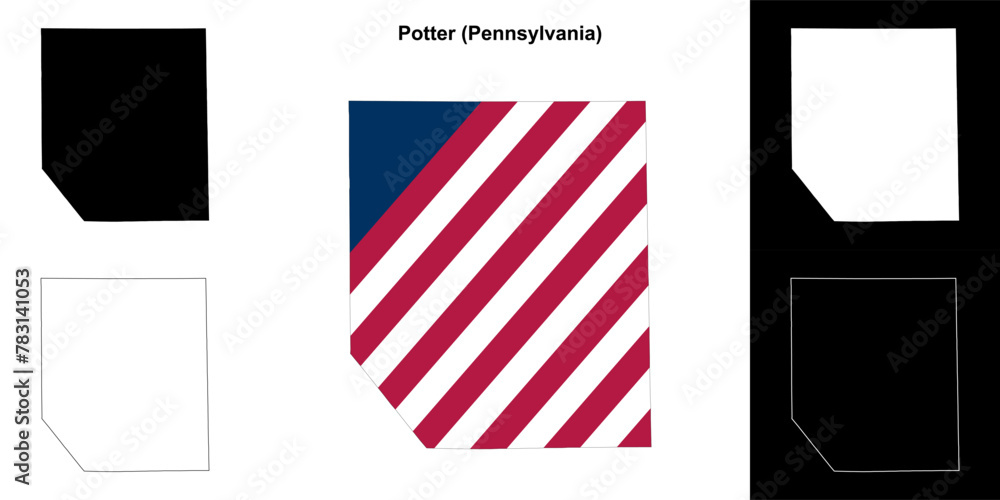Potter County (Pennsylvania) outline map set Potter County (Pennsylvania) outline map set