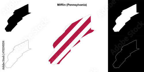 Mifflin County (Pennsylvania) outline map set photo