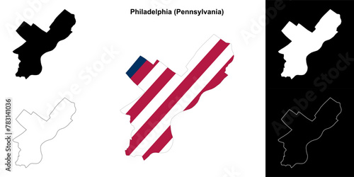Philadelphia County (Pennsylvania) outline map set