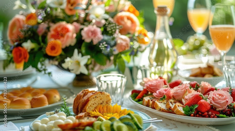 Elegant Mother s Day Brunch Setting with Floral Centerpiece and Fine Dining Accoutrements Elegant Mother s Day Brunch Setting with Floral Centerpiece and Fine Dining Accoutrements