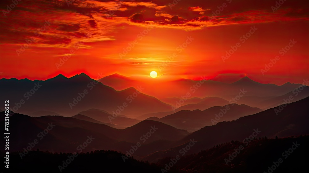 mountainous horizon sun