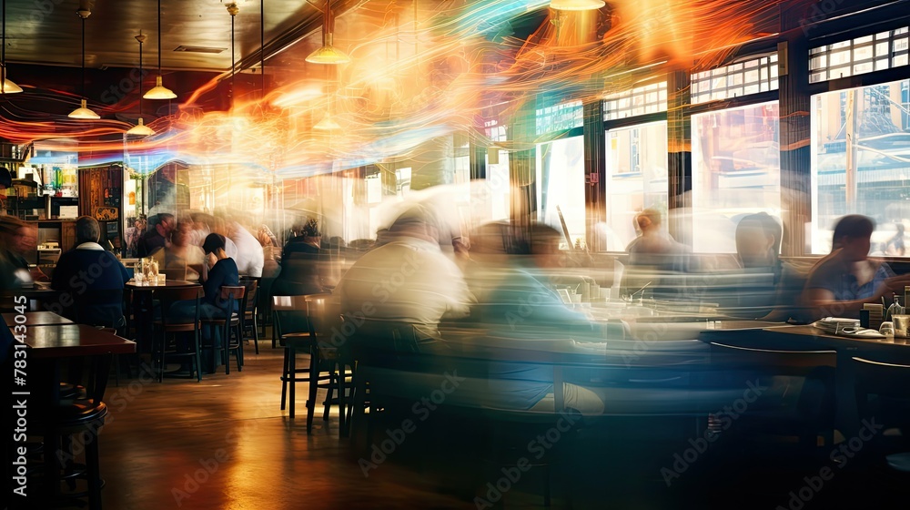lively blurred interior restaurant