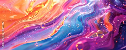 Vibrant purple liquid art with bubbles resembling a geological phenomenon photo