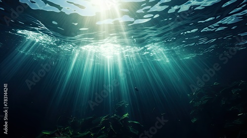 under dark ocean water © vectorwin