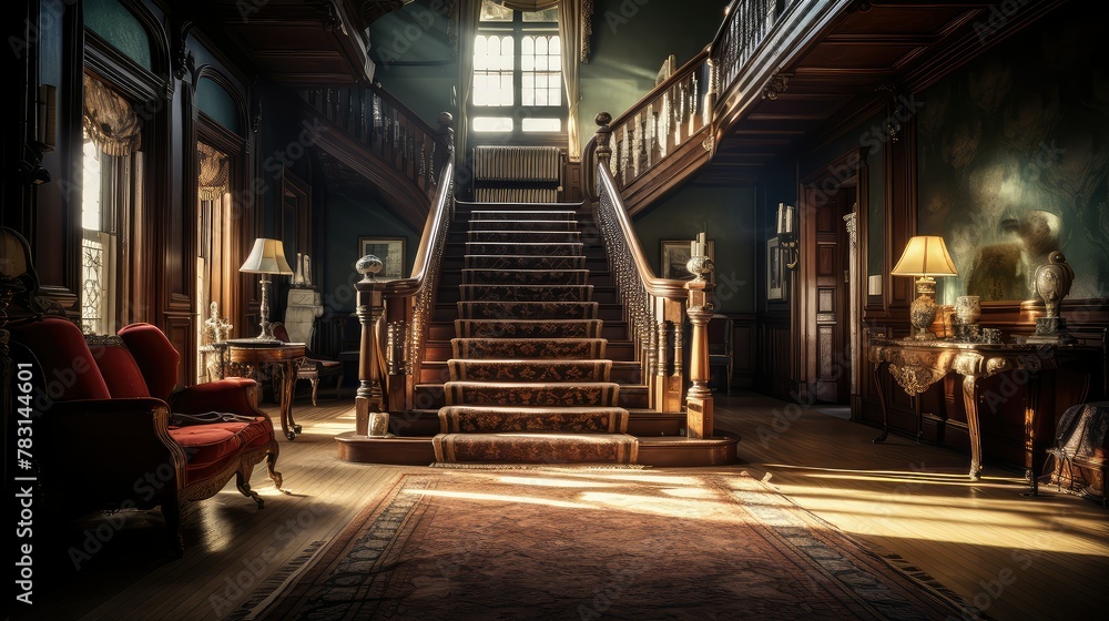 opulent blurred victorian house interior