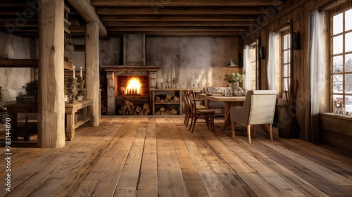 reclaimed wood floor interior © vectorwin