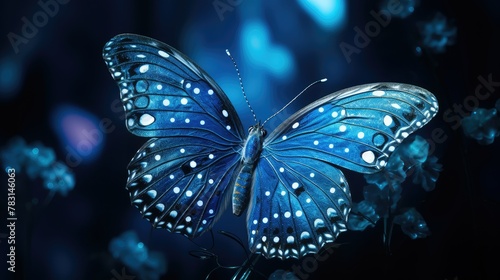 blue butterfly on dark background