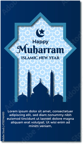 Vector happy muharram islamic new year social media background illustration