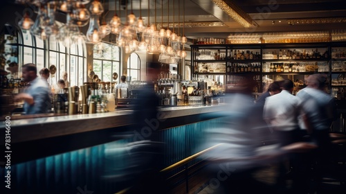 vibrant blurred italian restaurant interior