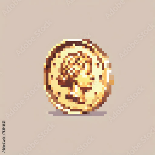 8 Bit Illustration of a Golden Coin