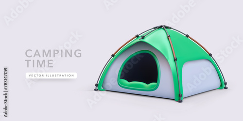 Camping tent in realistic style isolated on white background. Vector illustration