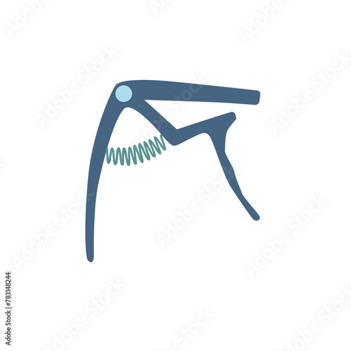 Capo for acoustic and electric guitar. Color illustration on white background.