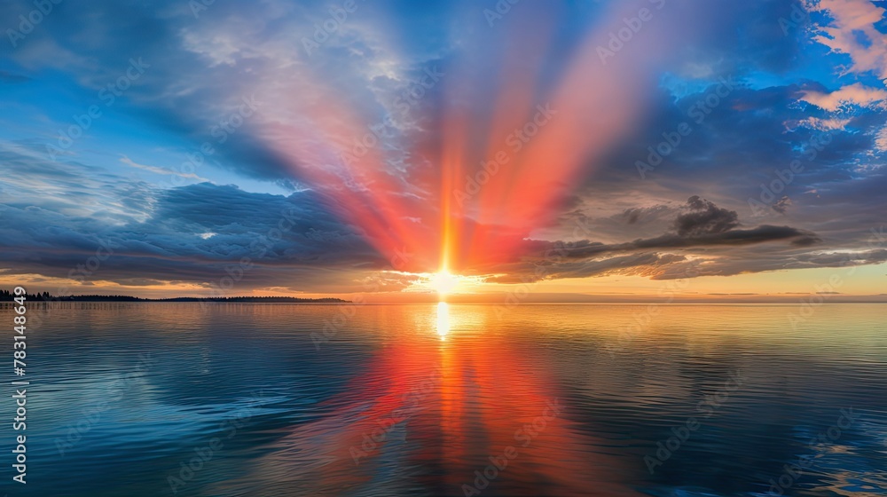 sky half sun rays sky half sun rays