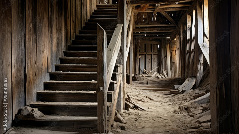 Naklejka premium weathered old barn interior