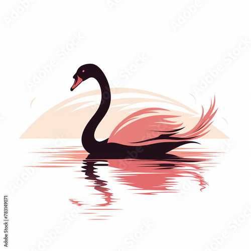 a flat silhouette of a graceful swan   reated with Generative Ai