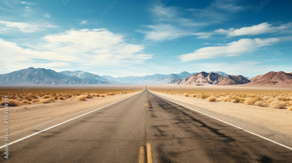 Generative AI Desert Highway Vanishing Point ::1 visual showing an aerial perspective of a deserted highway in the desert, straight road disappearing into the horizon --ar 16:9 --stylize 250 --v 5.2 J Generative AI Desert Highway Vanishing Point ::1 visual showing an aerial perspective of a deserted highway in the desert, straight road disappearing into the horizon --ar 16:9 --stylize 250 --v 5.2 J