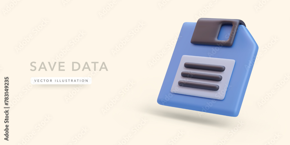 Blue floppy disk in realistic style isolated on light background. Vector illustration Blue floppy disk in realistic style isolated on light background. Vector illustration