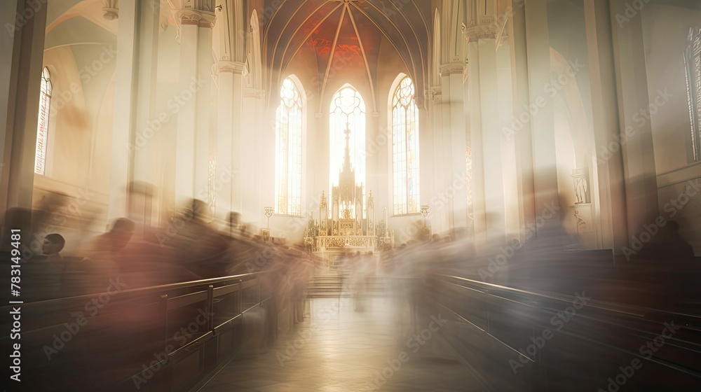ceremony blurred church interior