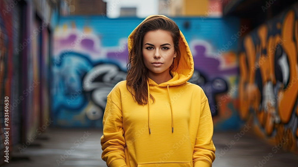 Fototapeta premium fashion yellow hoodie