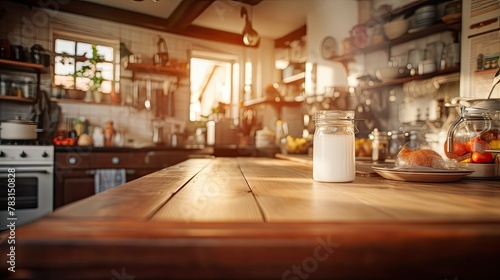 focus blurred house interior kitchen counter