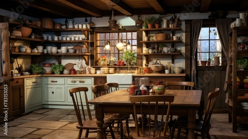 wooden home interior kitchen