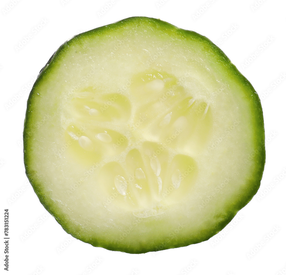 Slice of fresh cucumber isolated on white Slice of fresh cucumber isolated on white