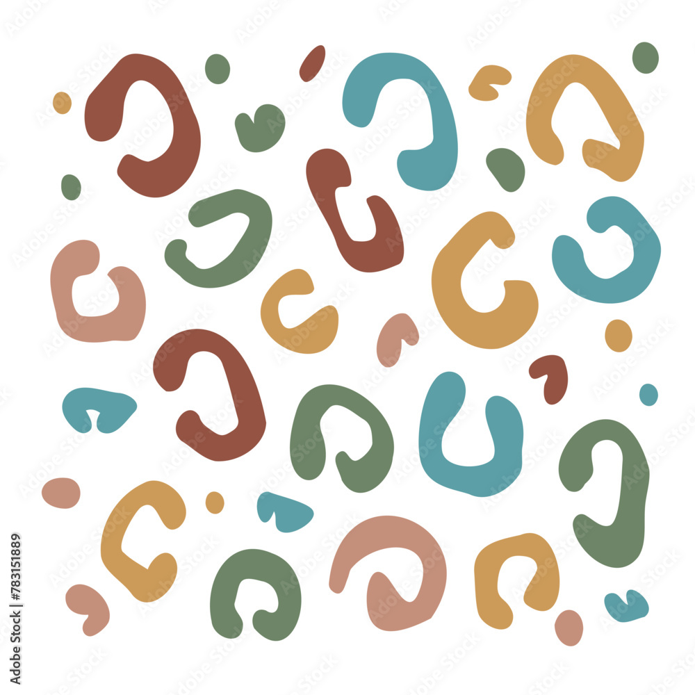 Retro squiggles, childlike leopard pattern Retro squiggles, childlike leopard pattern