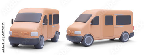 3d realistic cargo express van vehicle with shadow, Vector illustration