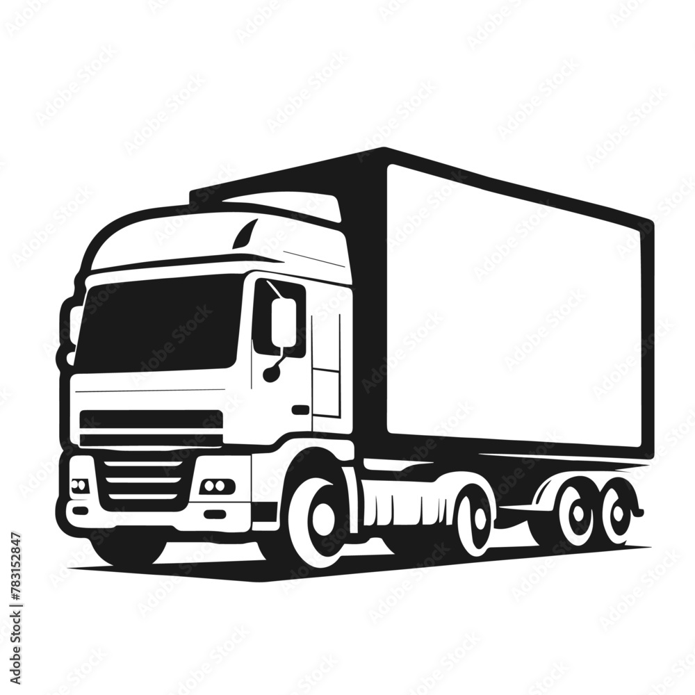 Cargo Truck 🚚 transportation, delivery, boxes. Fast delivery or logistic transport. Easy colour change. City commercial delivery truck template. Vector isolated on white background 
