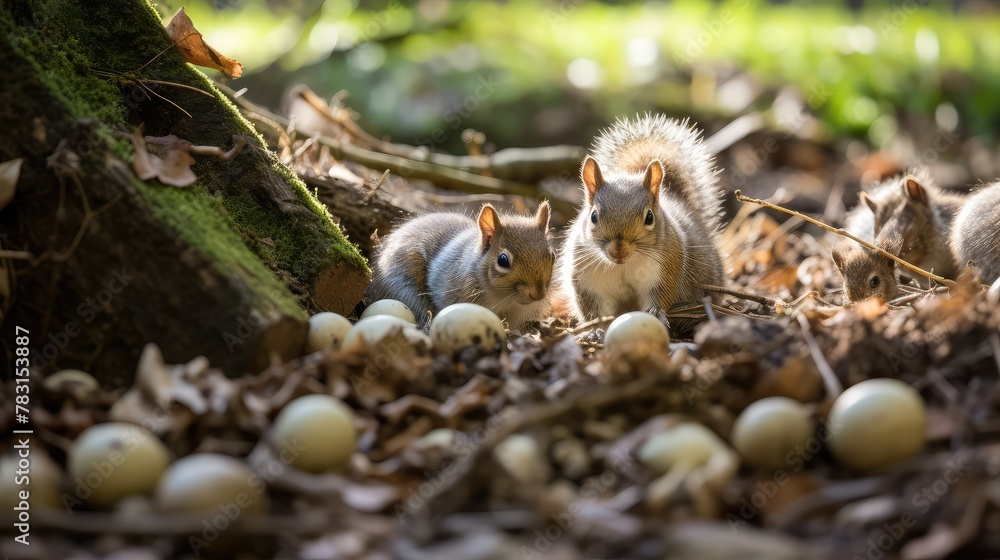 Obraz premium foraging grey squirrels