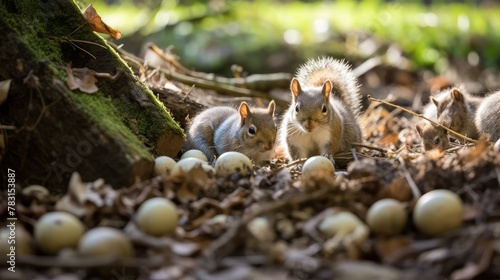 foraging grey squirrels