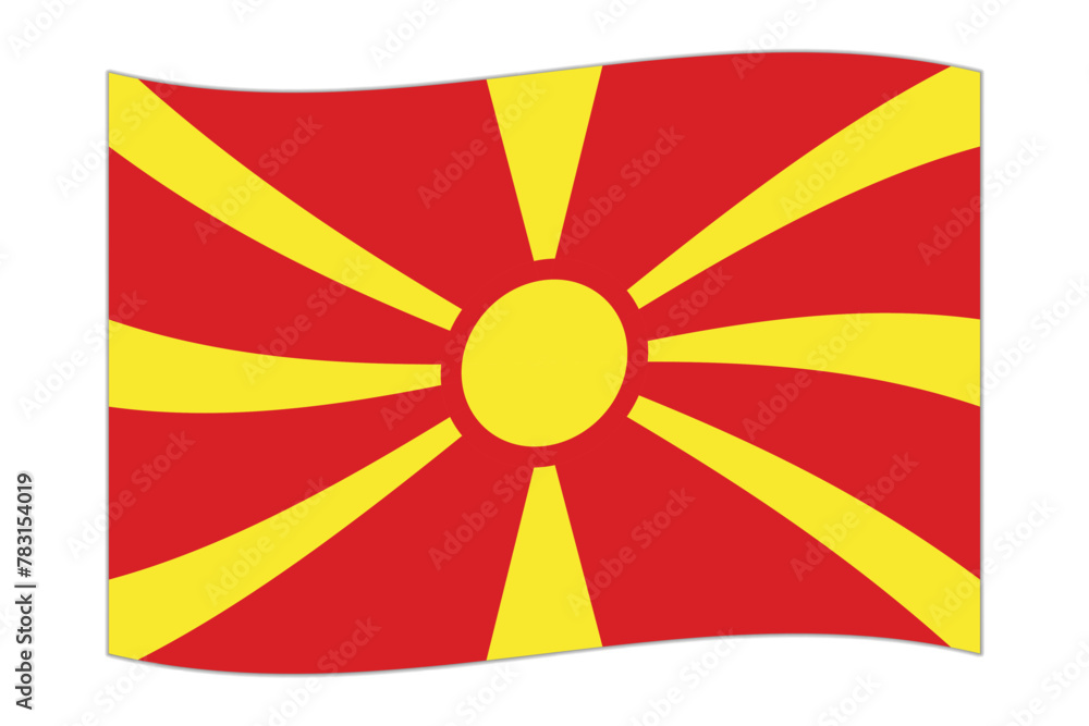 Waving flag of the country North Macedonia. Vector illustration. Waving flag of the country North Macedonia. Vector illustration.
