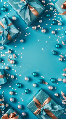 Shopping holiday gift design materials: gift boxes on a blue background