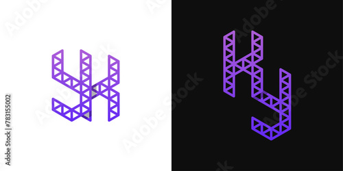 Letters KY and YK Polygon Logo, suitable for business related to polygon with KY or YK initials photo