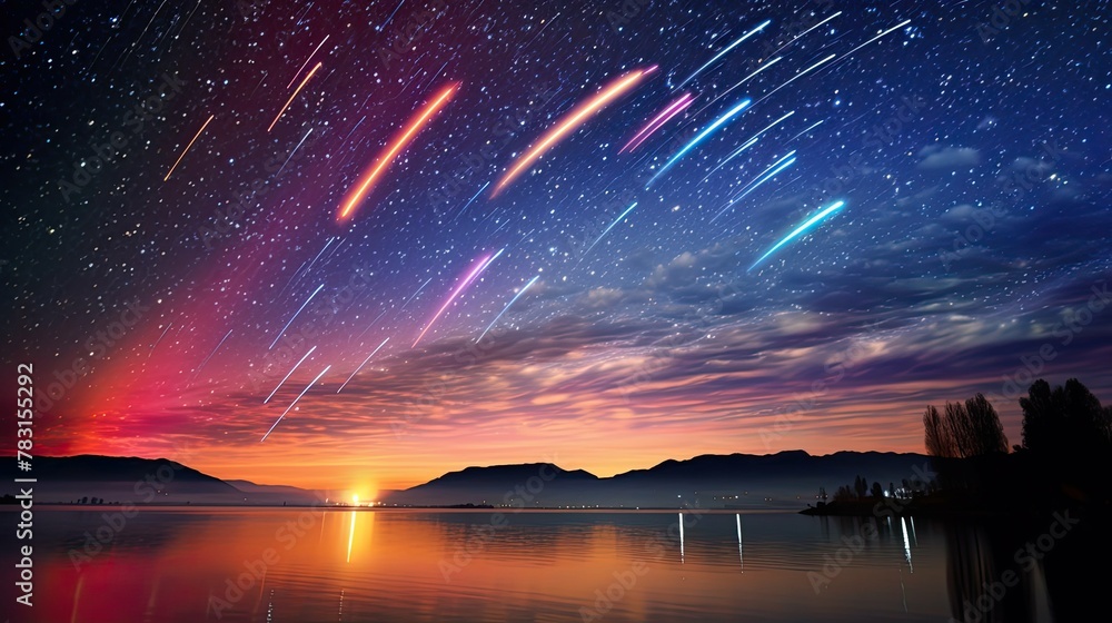 captures rainbow shooting stars