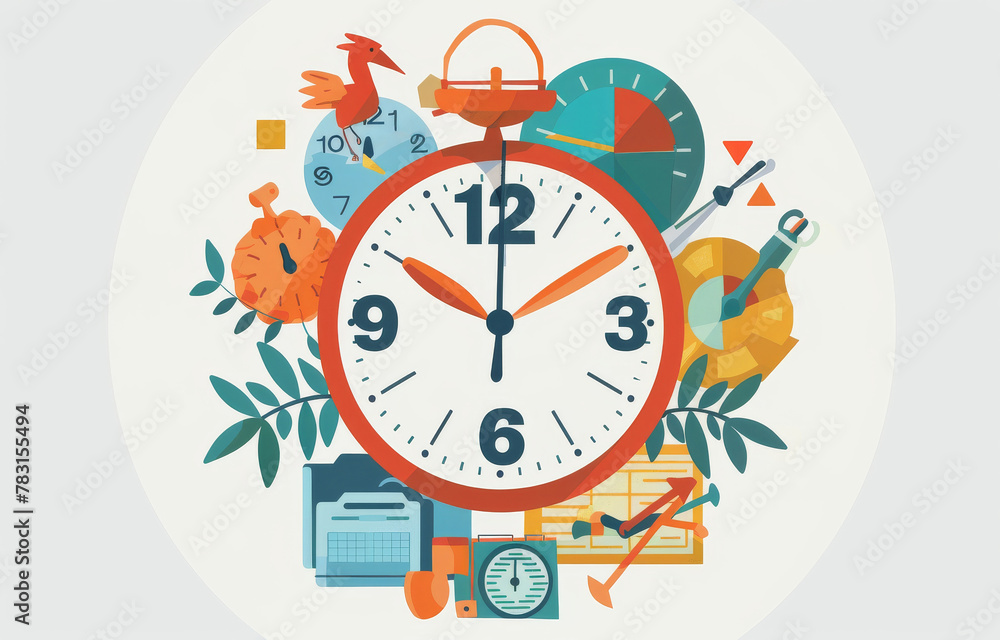 An illustration of a retirement countdown clock, with each hour marked by a different financial asset contributing to retirement readiness An illustration of a retirement countdown clock, with each hour marked by a different financial asset contributing to retirement readiness