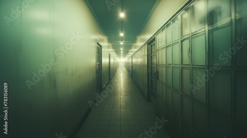 hallway blurred prison interior