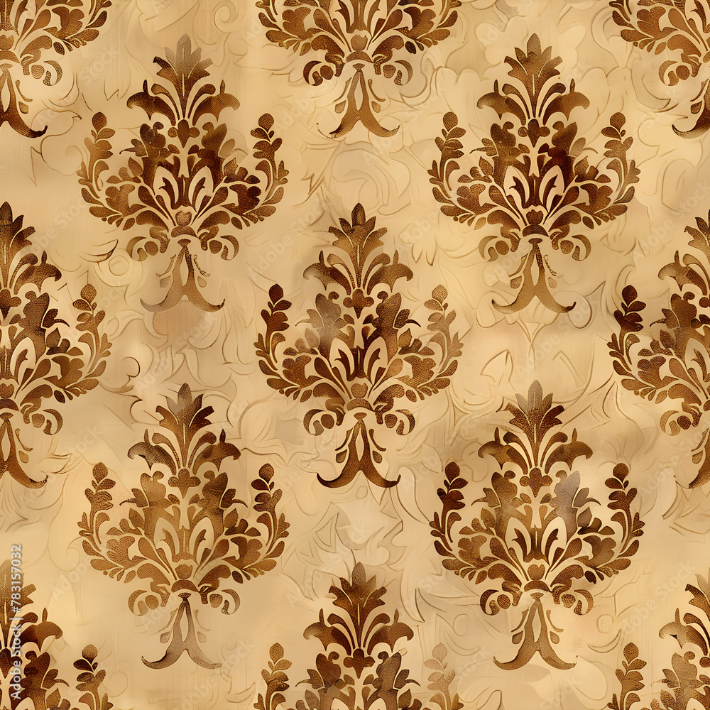 Baroque Floral Pattern, Gold Damask, Classic Luxury Wallpaper Design
