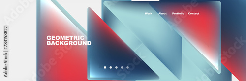 Computer font with geometric background of red, blue, and white triangles photo