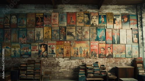 posters warehouse interior wall