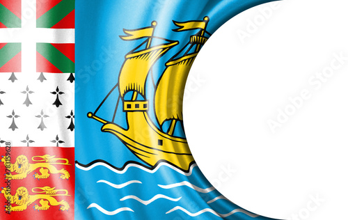 Abstract illustration, Saint Pierre and Miquelon flag with a semi-circular area White background for text or images.