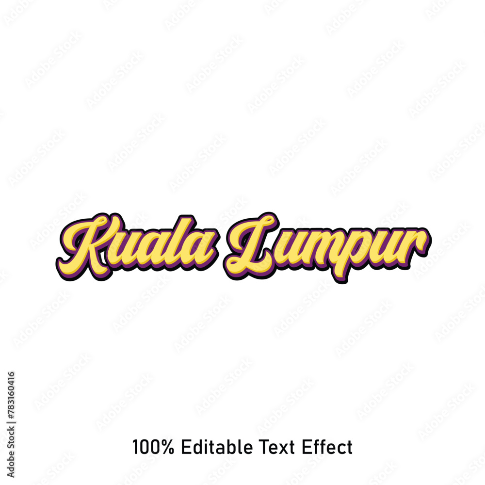 Kuala Lumpur text effect vector. Editable college t-shirt design printable text effect vector