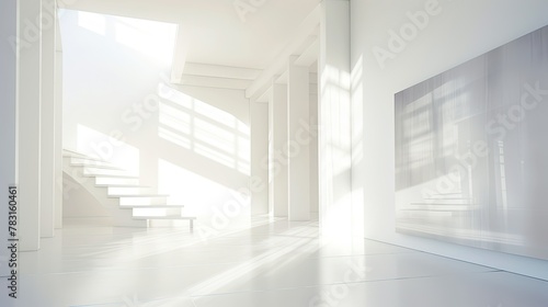 staircase blurred white home interior