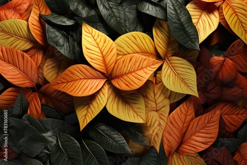 A lot of colorful leaves in the style of naturalistic tones background