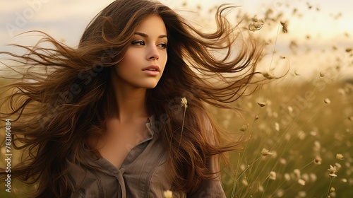 field woman with brown hair © vectorwin
