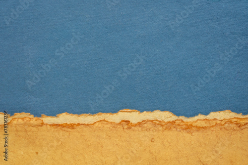 abstract landscape in pastel tones with a blue sky - a collection of handmade rag papers