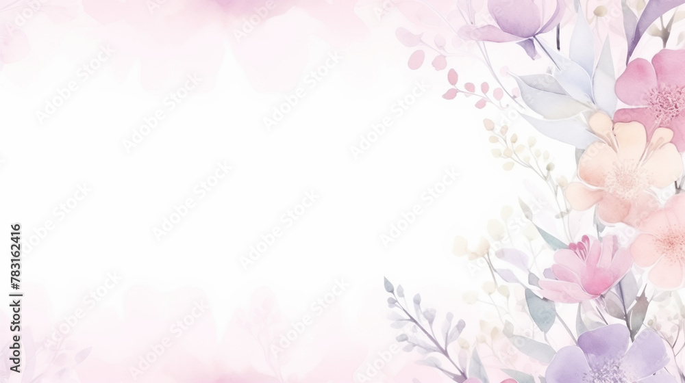 Delicate Floral Frame, Pastel Softness, Romantic Spring Background with Copy Space