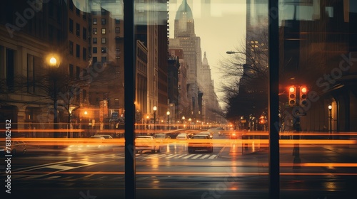skyline city lights blur